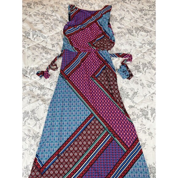 Calvin Klein Tank Maxi Sundress Women's Medium Grecian Geometric Print with Belt - Picture 4 of 16